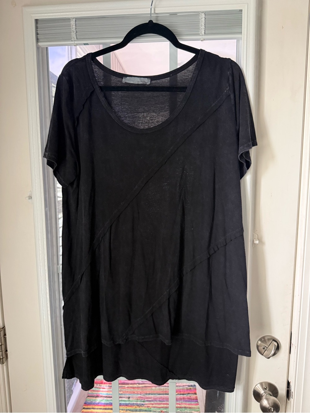 Relaxed Black Short Sleeve Tunic Top